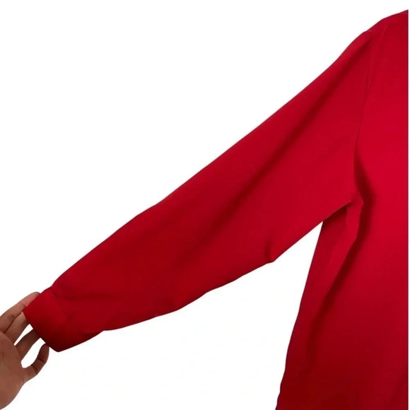 Vintage 80s 90s Embroidered Button Down Blouse Womens Size 14 XL Red Shirt Top - Picture 7 of 12